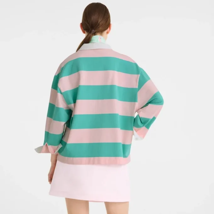 Ballerina/Mint – Pruhované polo tričko z úpletu Ballerina/Mint – Pruhované polo tričko z úpletu