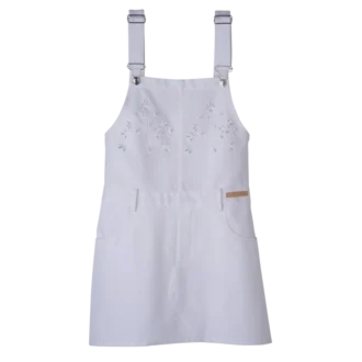 Bílé – Vyšívané gabardénové šaty Bílé – Vyšívané gabardénové šaty