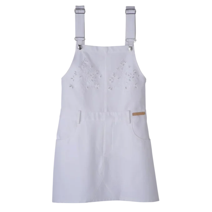Bílé – Vyšívané gabardénové šaty Bílé – Vyšívané gabardénové šaty