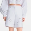 Bílé – Vyšívané gabardénové bermudy Bílé – Vyšívané gabardénové bermudy