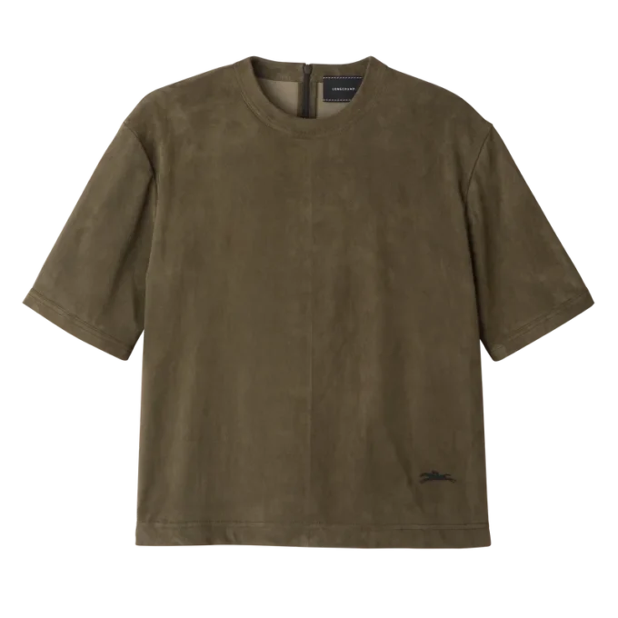 Khaki – Kožený krátký top Khaki – Kožený krátký top