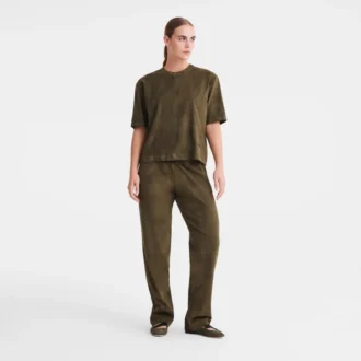 Khaki – Kožený krátký top