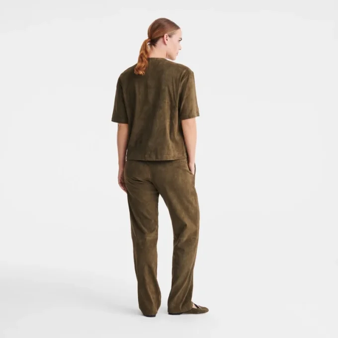 Khaki – Kožený krátký top Khaki – Kožený krátký top