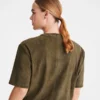Khaki – Kožený krátký top Khaki – Kožený krátký top
