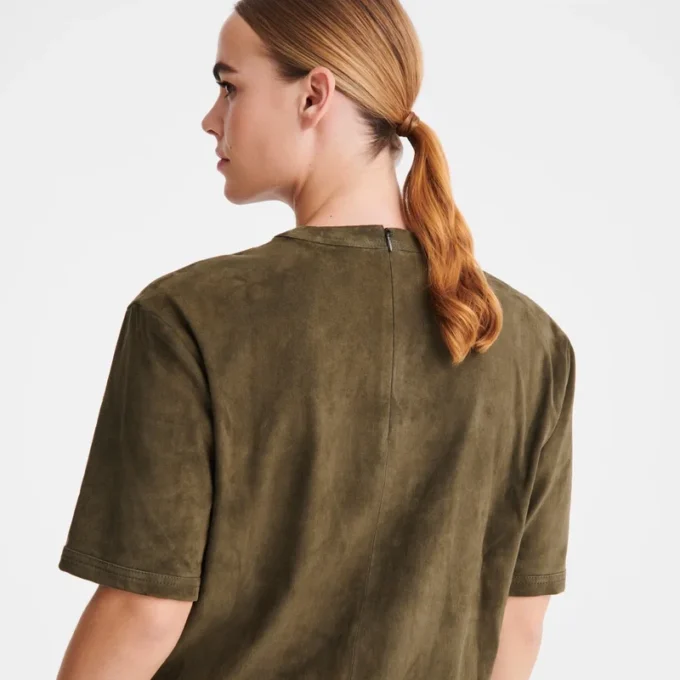 Khaki – Kožený krátký top Khaki – Kožený krátký top