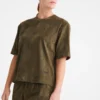 Khaki – Kožený krátký top Khaki – Kožený krátký top