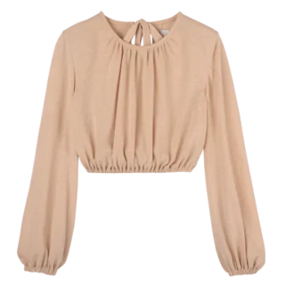 Krémová – krepový jersey Top