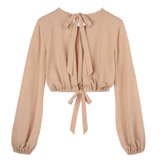 Krémová – krepový jersey Top