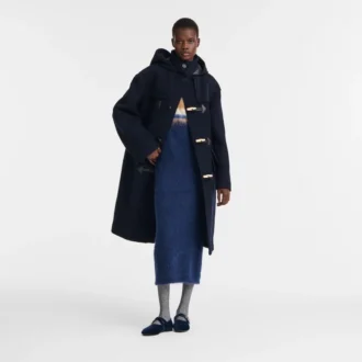 Navy – Dvoustranný vlněný kabát Duffle Coat