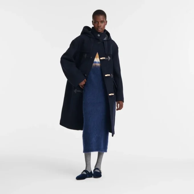 Navy – Dvoustranný vlněný kabát Duffle Coat Navy – Dvoustranný vlněný kabát Duffle Coat