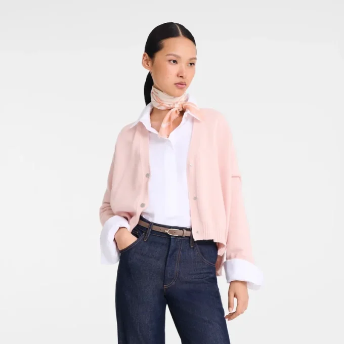 Petal Pink – kašmírový letní šál s vlnitým vzorem Petal Pink – kašmírový letní šál s vlnitým vzorem