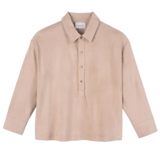 Růžové kožené polo tričko